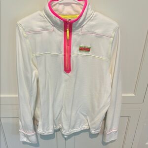 Vineyard Vines Shep Shirt White and Pink Sweatshirt Sz L